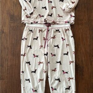 Charming Dog Print Pajama Set - Cream and Pink